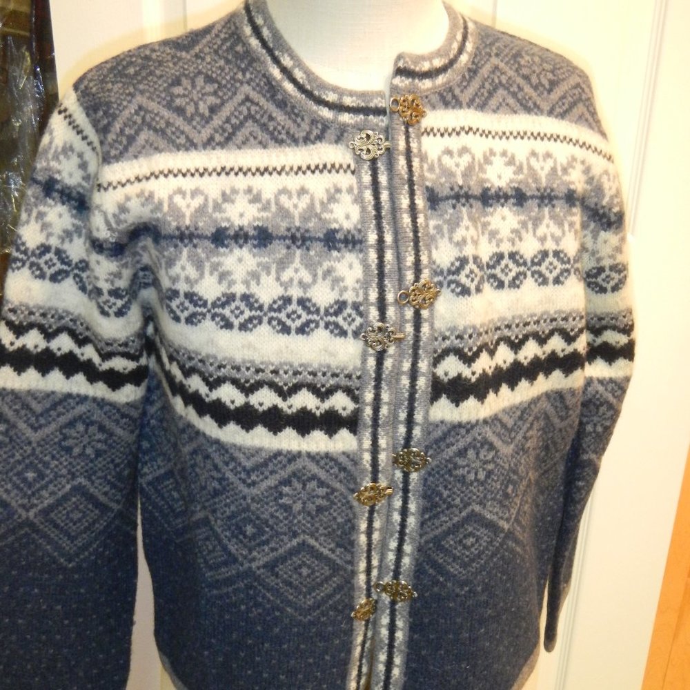 Blue/Gray/white Wool ski sweater